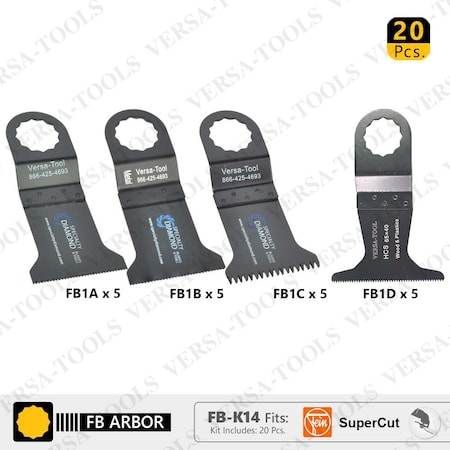 Versa Tool 20 Pcs 45mm, 65mm Wood / Plastic Blade, Bi-Metal Blade, 45mm Japan Cut Tooth Design Blade Set FB-K14